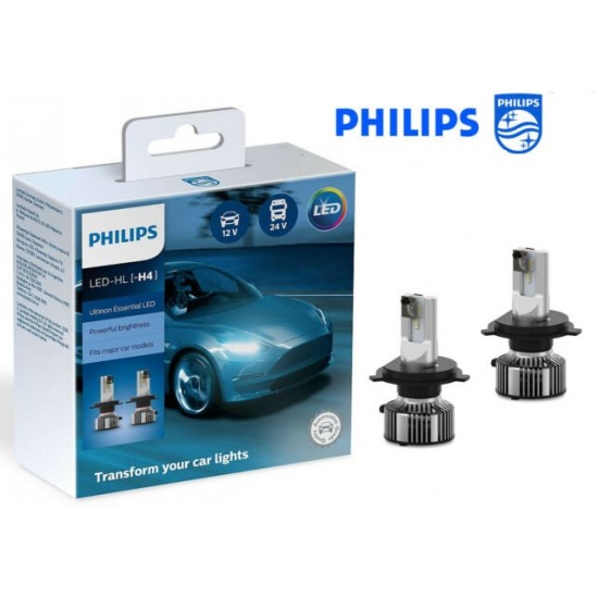 Λάμπες Philips H4 Ultinon Essential Led 12V 24V 21W 6500K 2τμχ 11342UE2X2